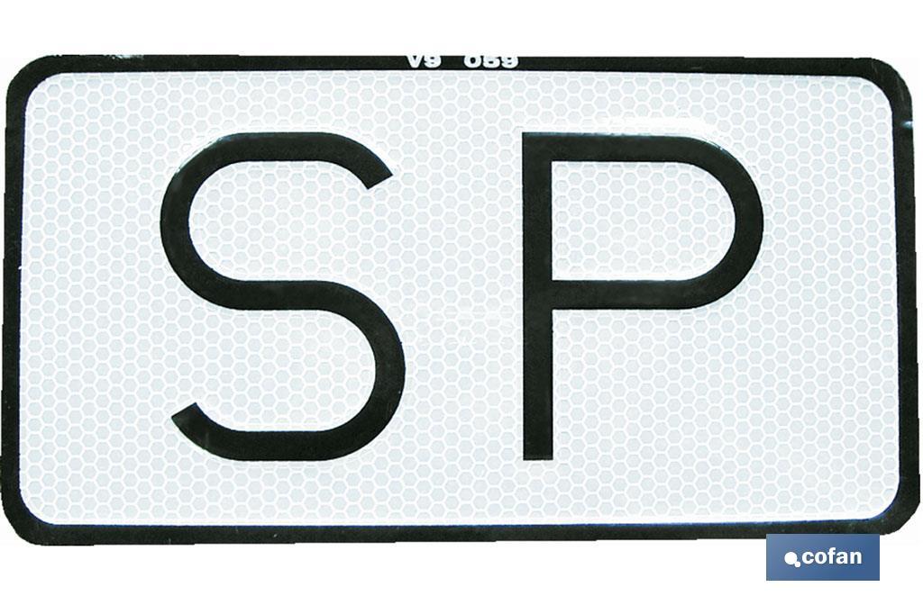 PLACA SP V-9 SERVICIO PÚBLICO 225X120 MM