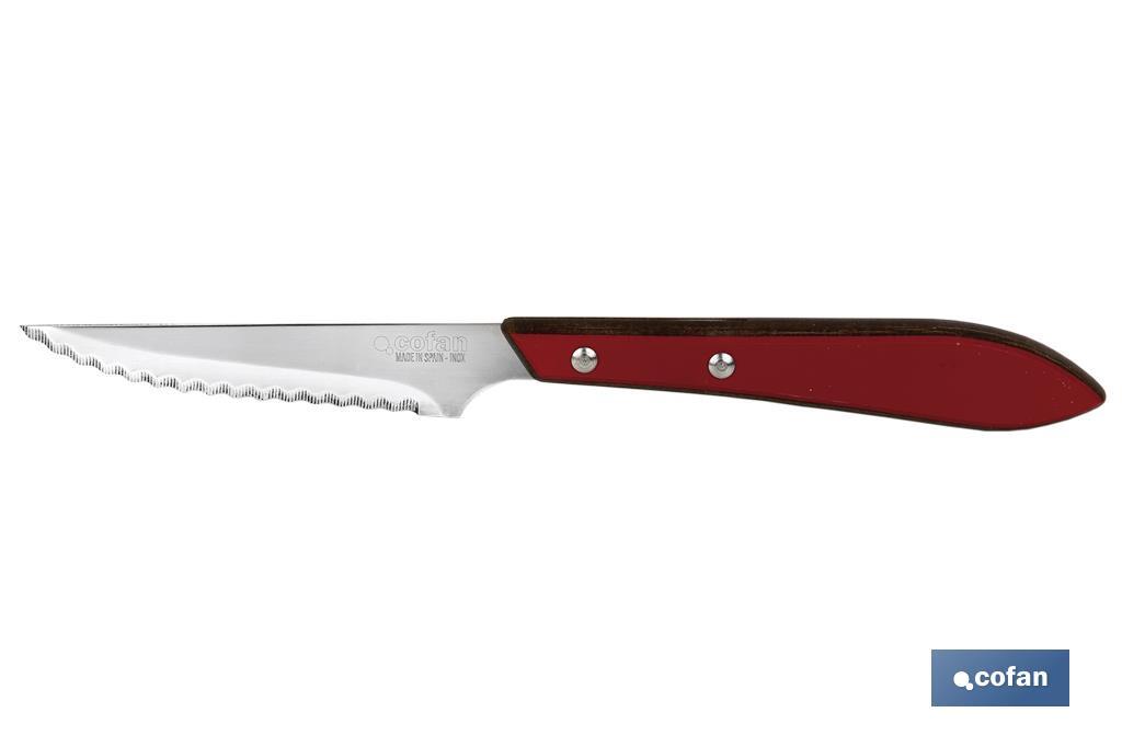 PACK 3 CUCHILLO CHULETERO MICRODENTADO HOJA 10cm  MODELO GULASH ROJO