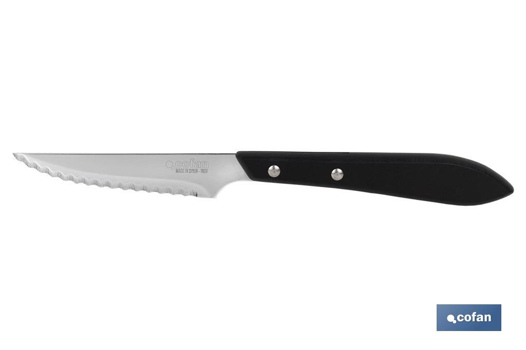 PACK 3 CUCHILLO CHULETERO MICRODENTADO HOJA 10cm  MODELO GULASH NEGRO