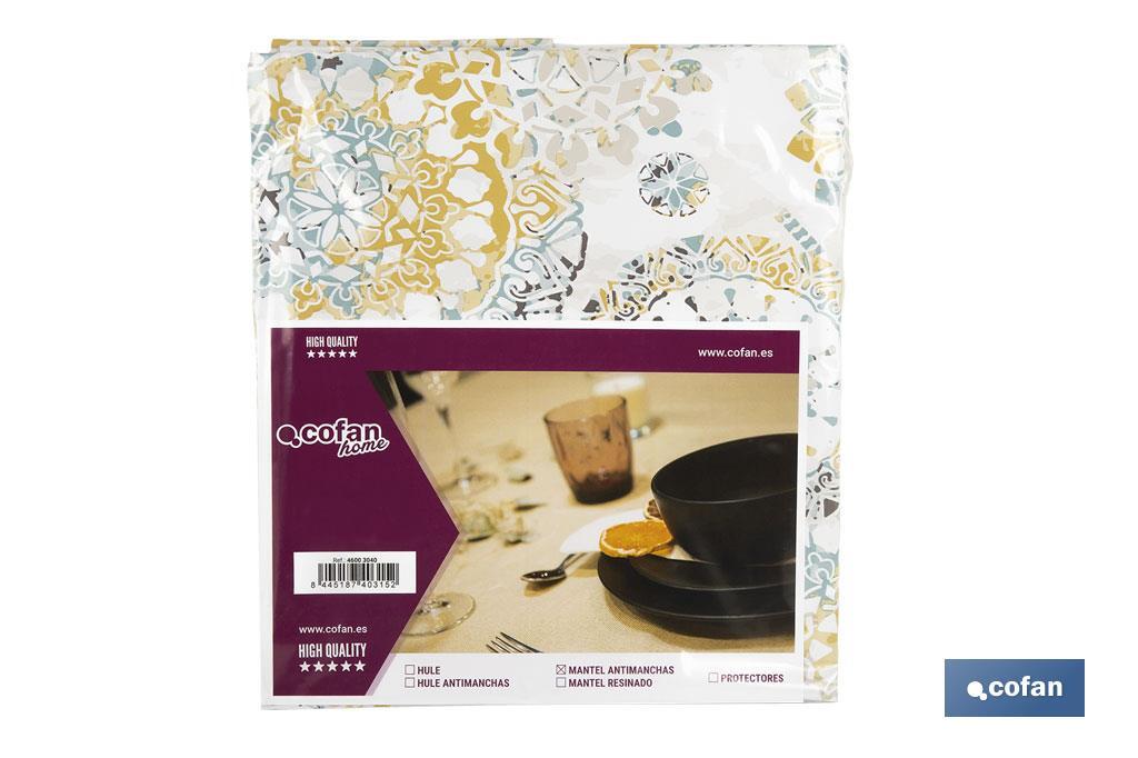 MANTEL ANTIMANCHAS MOSAICO CALIDO 1,40 X 2,50