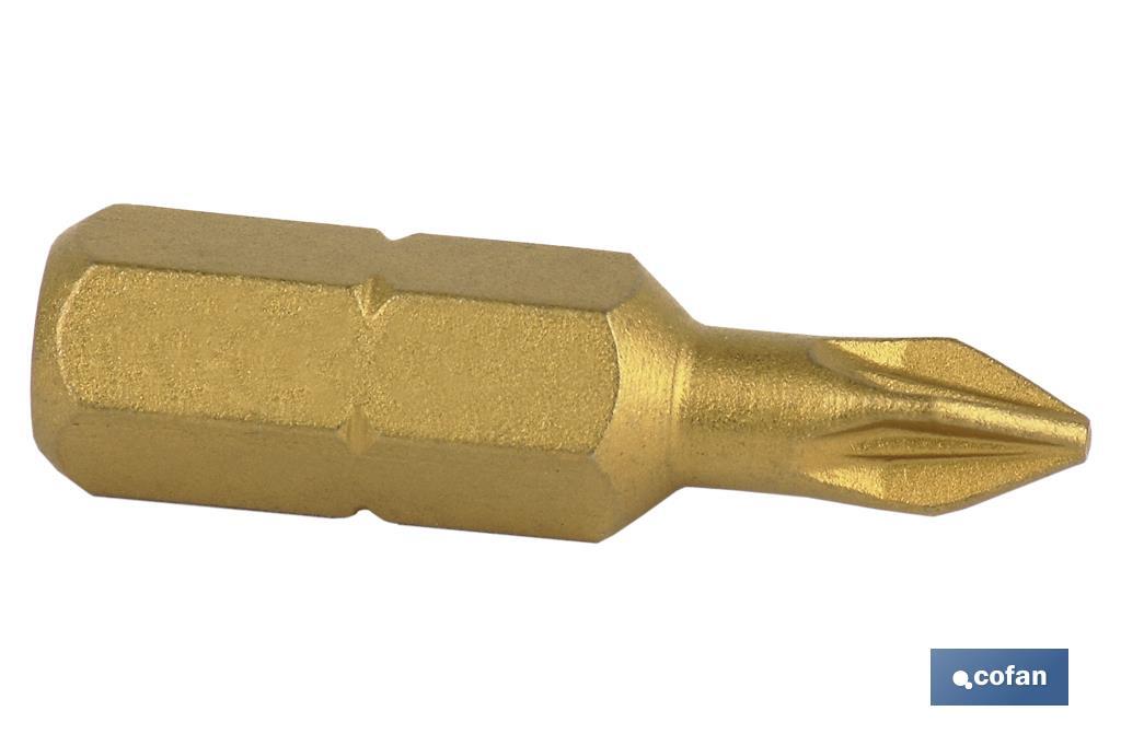 PUNTA TITANIO 1/4 25MM, PZ-1 (PACK: 10 UDS) PUNTA TITANIO 1/4 25MM, PZ-1 (PACK: 10 UDS)