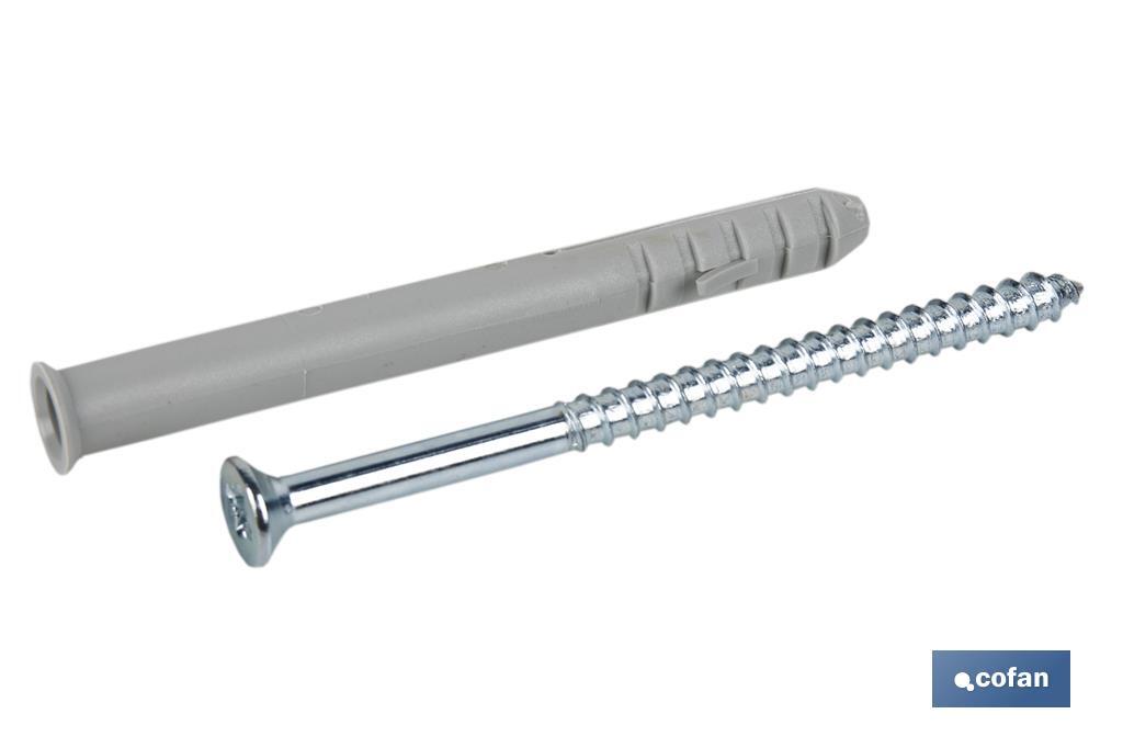 TACO LARGO DE GOLPE CON TORNILLO POZIDRIVE Ø10 X 115 MM (PACK: 50 UDS) TACO LARGO DE GOLPE CON TORNILLO POZIDRIVE Ø10 X 115 MM (PACK: 50 UDS)