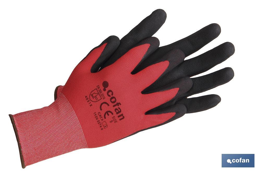 GUANTE IMPREGNADO SANDY COATED ROJO/NEGRO TALLA 9 VENTA UNITARIA (PACK: 1 UDS)