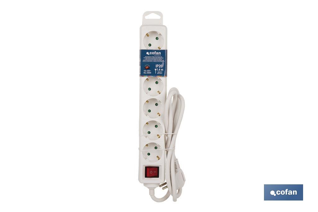BASE MÚLTIPLE 6T. 1,4M CABLE C/INT. (16A-250V) (PACK: 1 UDS)