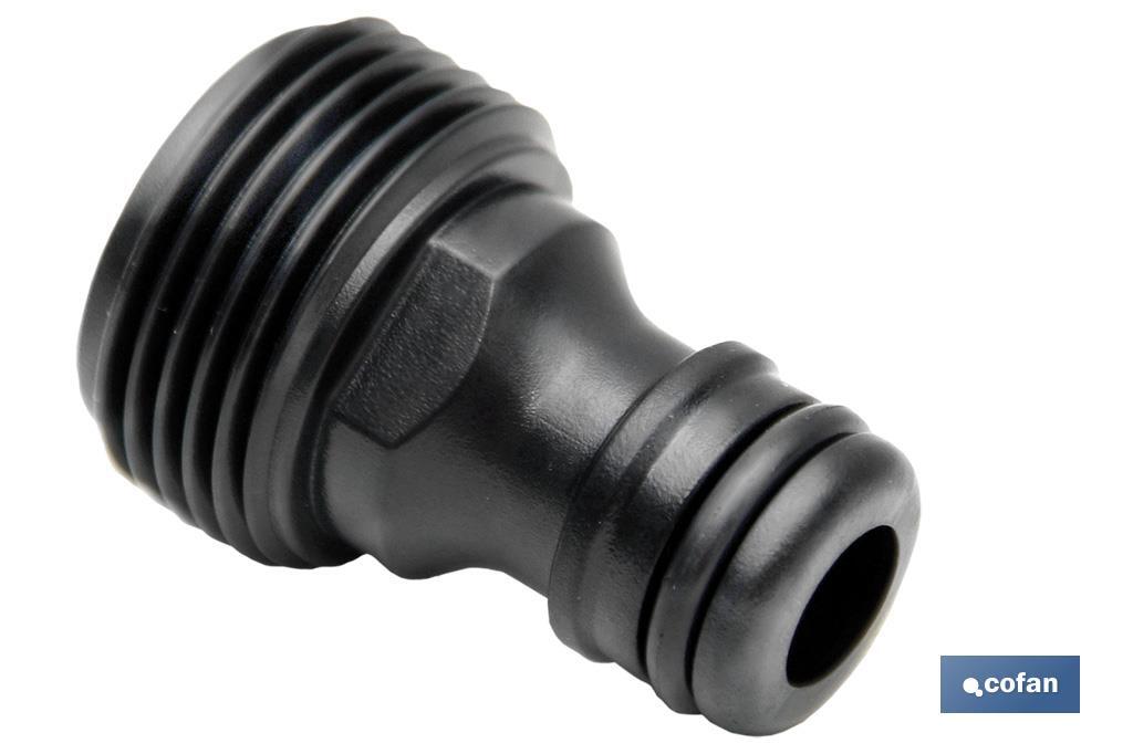 Adaptador de polipropileno de rosca macho 3/4 pulgadas | Apto para manguera | Ideal para jardinería | Medidas 13,5 x 8,5 x 4 cm