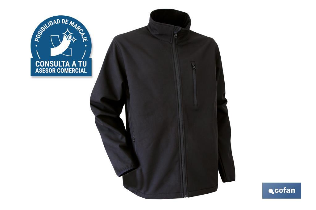 Chaqueta Soft Shell | Color Negro | Modelo Líster | Composición: 94% Poliéster y 6% Elastano