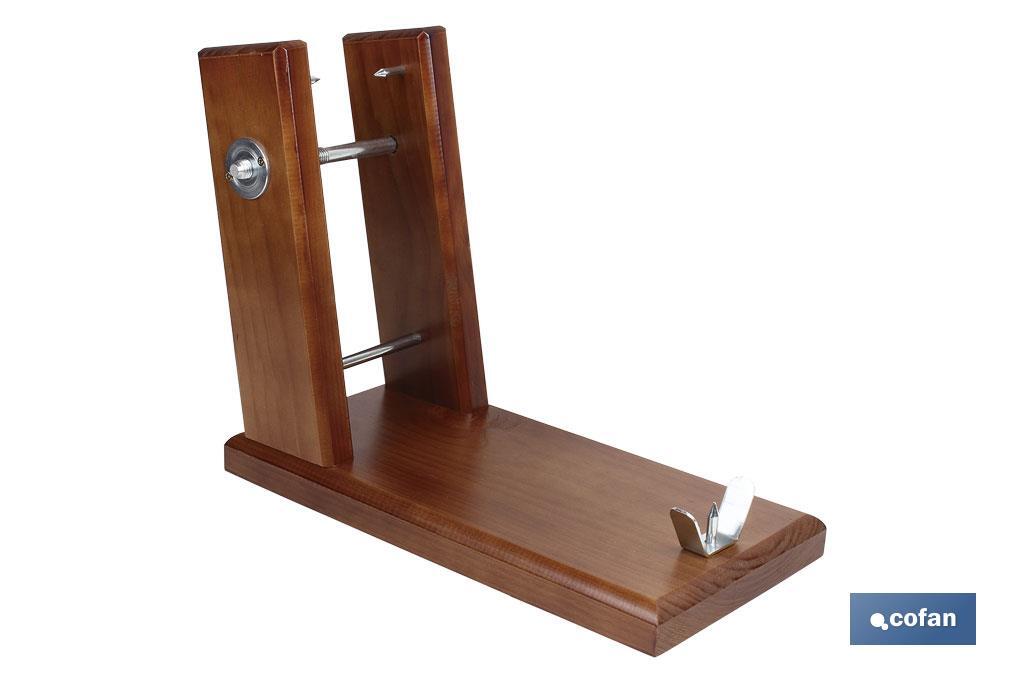 Soporte jamonero de madera con husillo de acero | Medidas 39 x 20,5 x 12,6 cm | Peso 2,89 kg